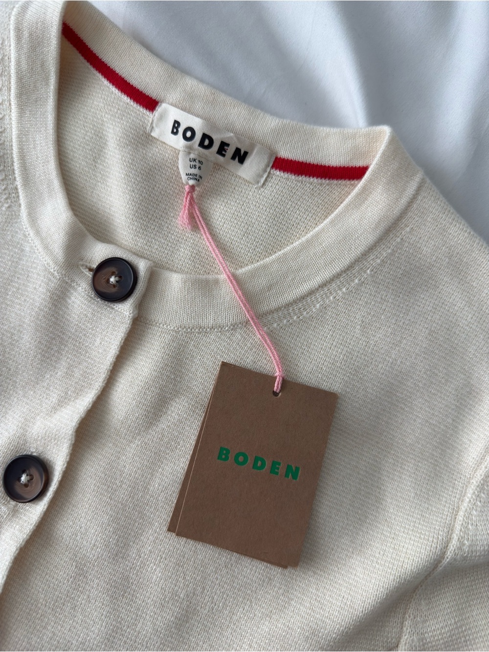 Boden Joanna Fitted Knit Jacket 6 NWT Button Front White Cream Tailored Cotton - Picture 7 of 12